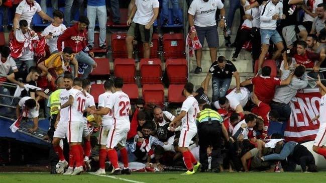 Eibar-Sevilla manda tribn kt! 14 taraftar yaraland