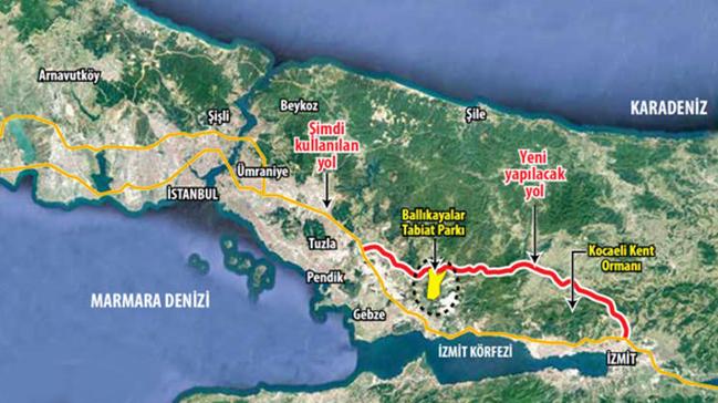 İstanbul-Kocaeli arasında 64 km'lik bir başka yol yapılacak