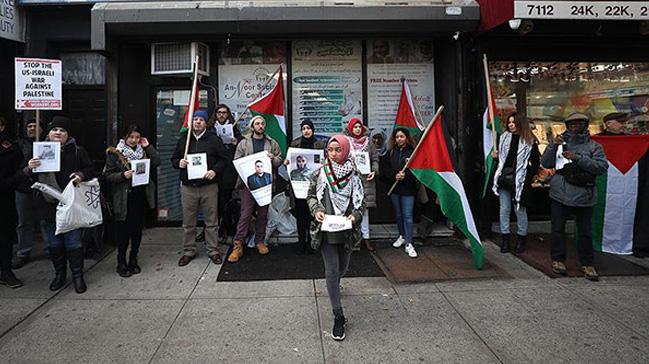 New York'ta srailin Filistinlilere saldrlar protesto edildi