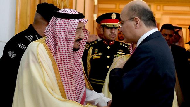 Suudi Arabistan Kral Selman, Irak Cumhurbakan Salih ile bir araya geldi