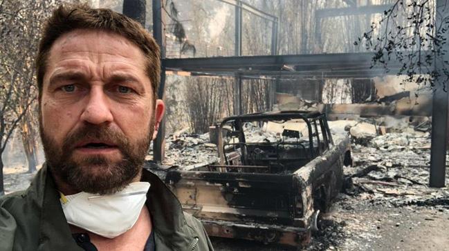 Evi yanan katil srail'i destekisi Gerard Butler'e Filistin hatrlatmas