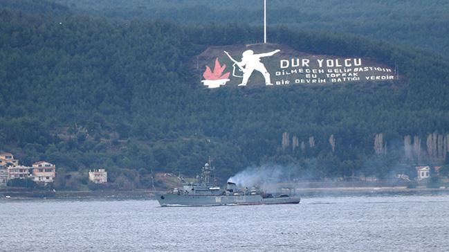 Rus sava gemisi anakkale Boaz'ndan geerek Ege Denizi'ne doru yol ald