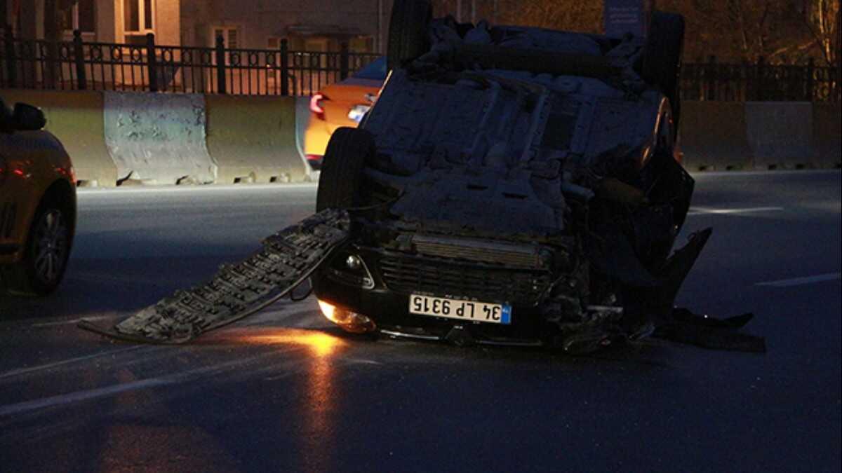 Beyolu'nda otomobil takla att