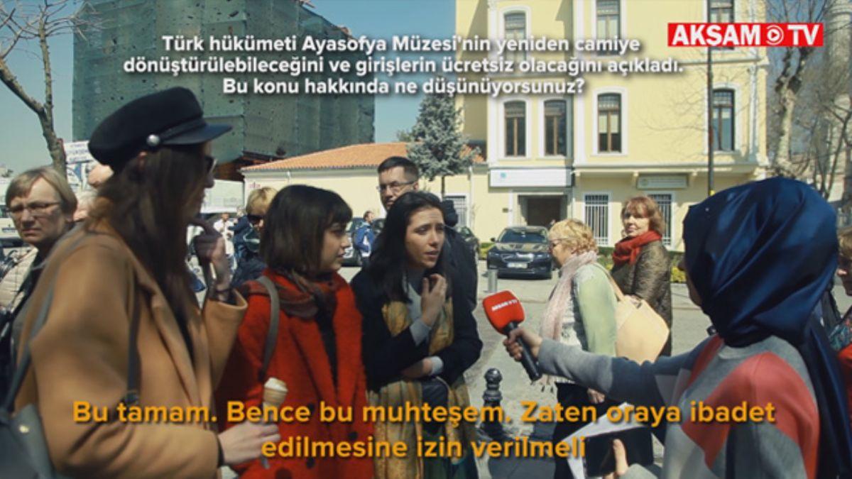 AKAM TV Bakan Erdoan'n 'Ayasofya' aklamasn turistlere sordu