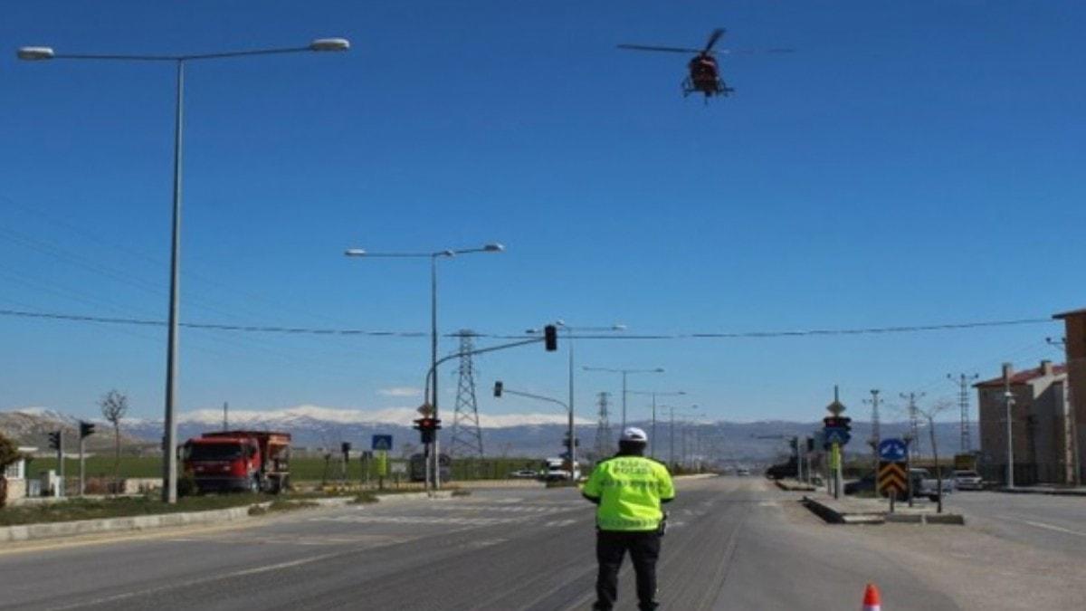 Van'da helikopter destekli trafik denetimi