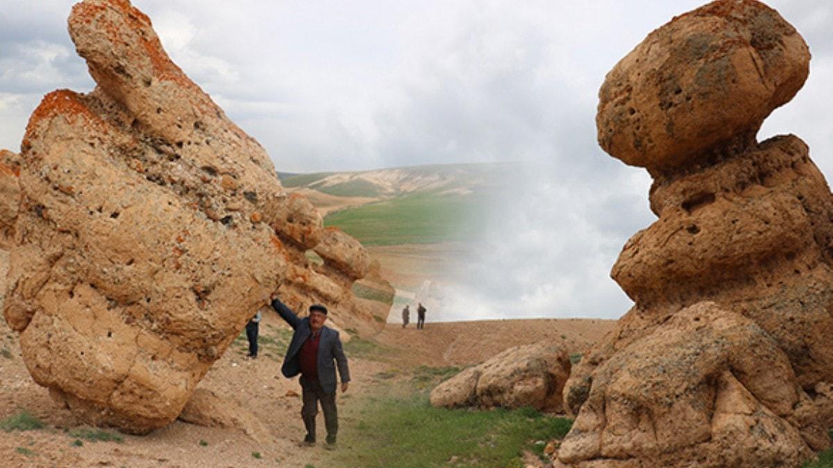 Sivas'taki esrarengiz kayalar dikkat ekiyor