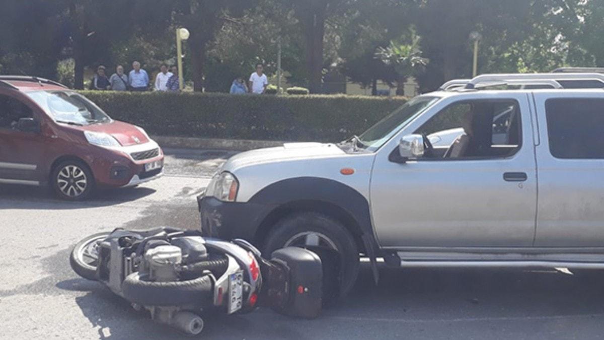 Zonguldak'ta motosiklet pick-up la ile arpt