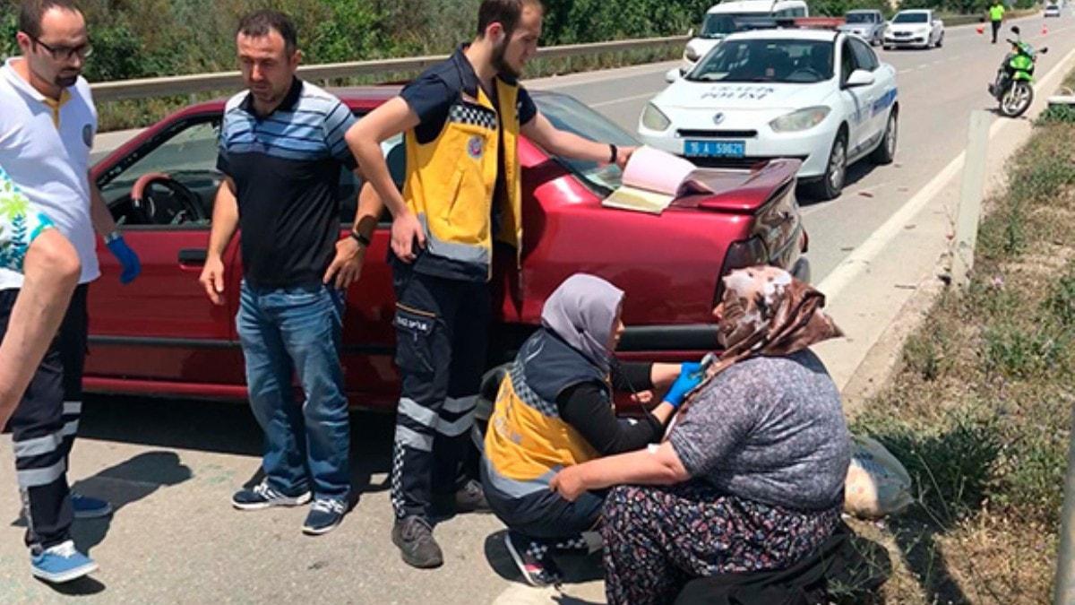 Orhangazi'de meydana gelen trafik kazasnda anne ve olu lmden dnd