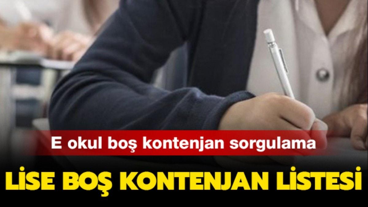 MEB 2019 bo kontenjanlar aklad m "Lise bo kontenjan sorgulama sayfas..