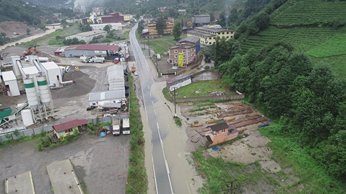 Rize'deki sel felaketi havadan grntlendi