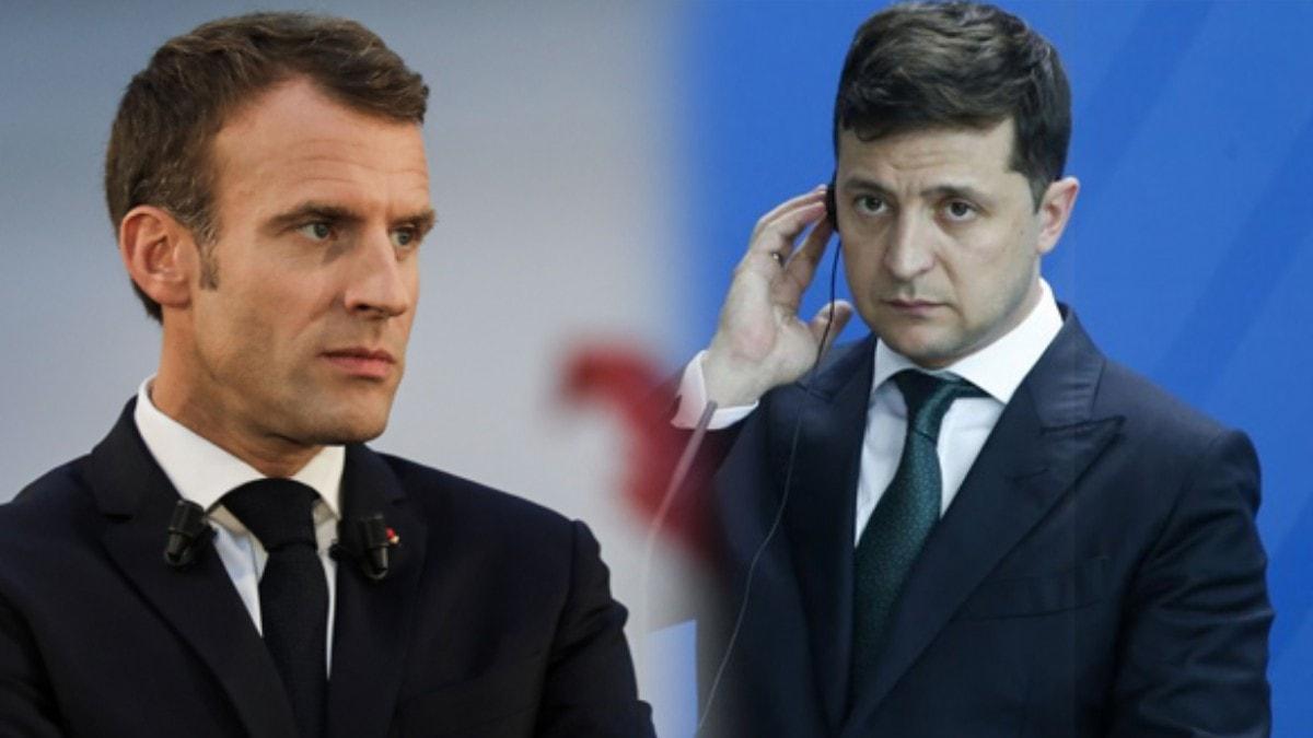 Zelenskiy ile Macron Ukrayna'nn dousundaki krizi grt