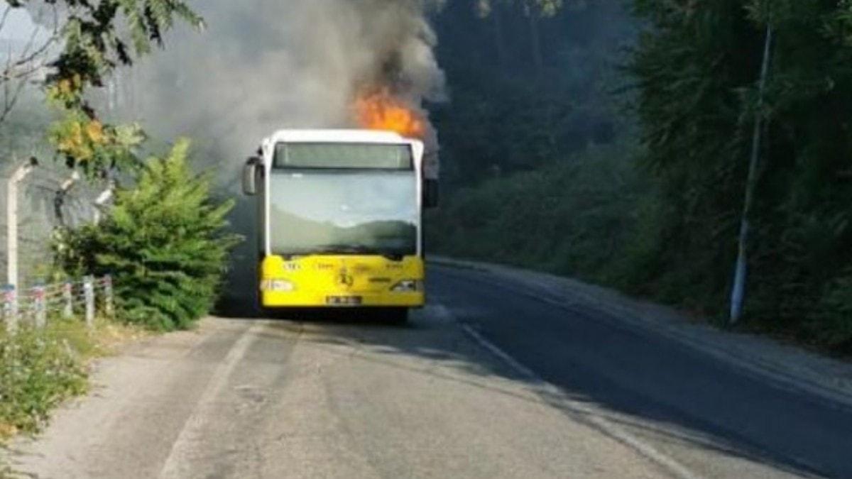 Beykoz'da ETT otobsnde korkutan yangn!