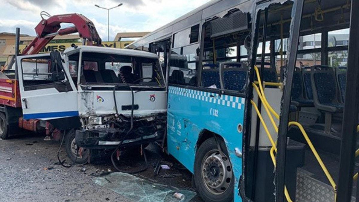 mraniye'de feci kaza!  Halk otobsne vin ykl kamyon arpt