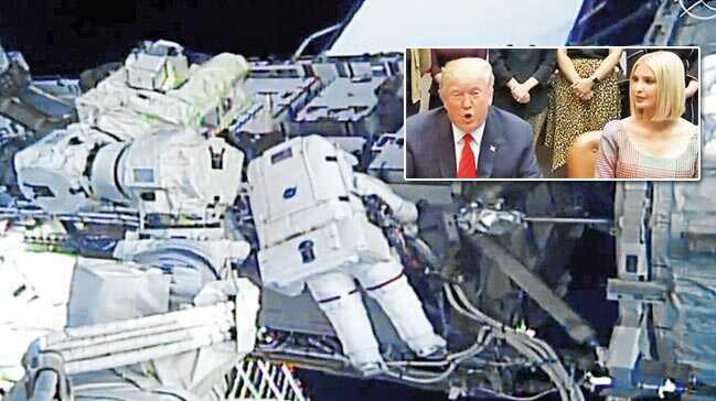 Kadınlar uzayda yürüdü, Trump canlı bağlandı