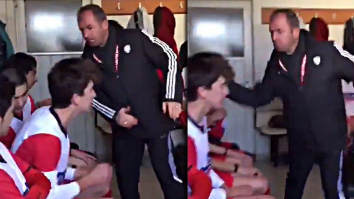 Antrenr Halit Kurt'un gen futbolculara dayak att video sosyal medyada gndeme oturdu