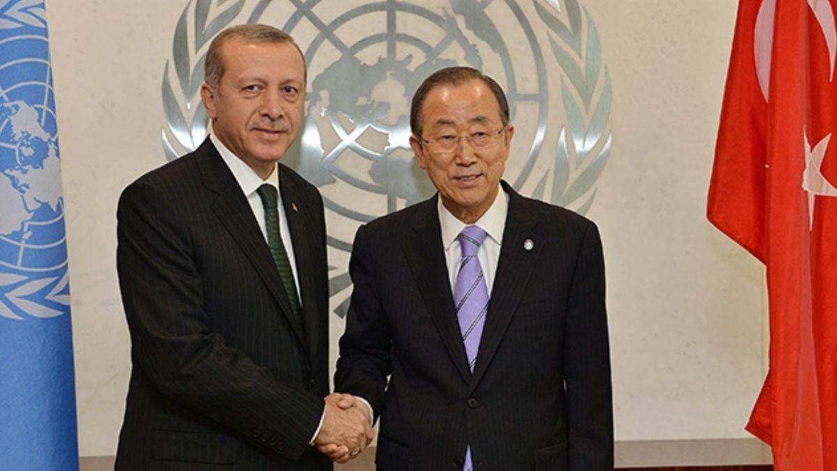 Ban Ki Moon'dan Bakan Erdoan'a vg dolu szler