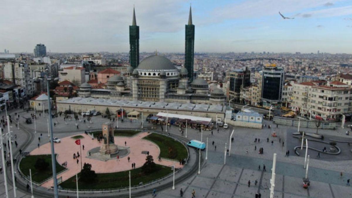 Taksim Camii'nde sona yaklald! Havadan byle grntlendi