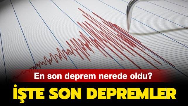 Kandilli Rasathanesi gerçekleşen son depremler!