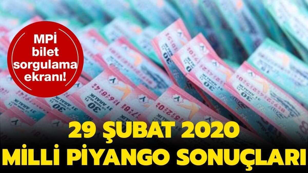 Milli Piyango ekili sonular 29 ubat 2020