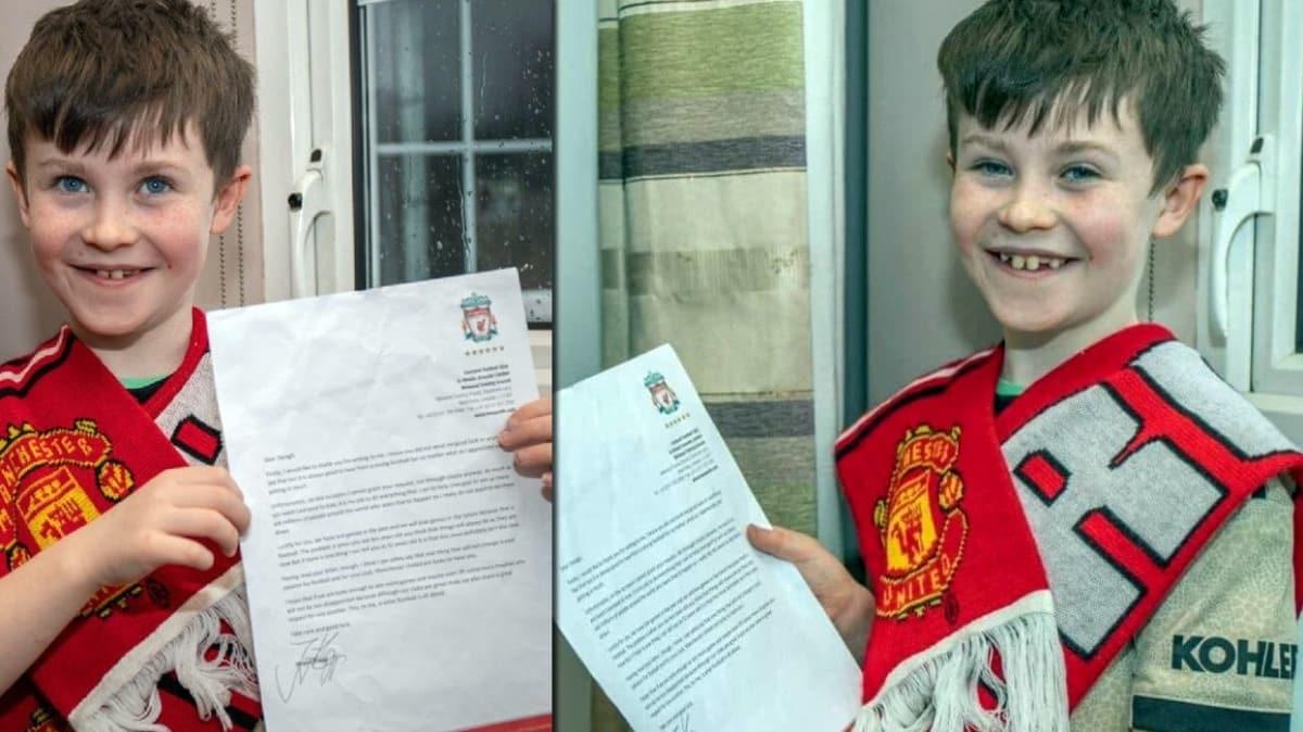 10 yandaki Manchester United taraftar Daragh, bir mektupla Liverpool'u perian etti