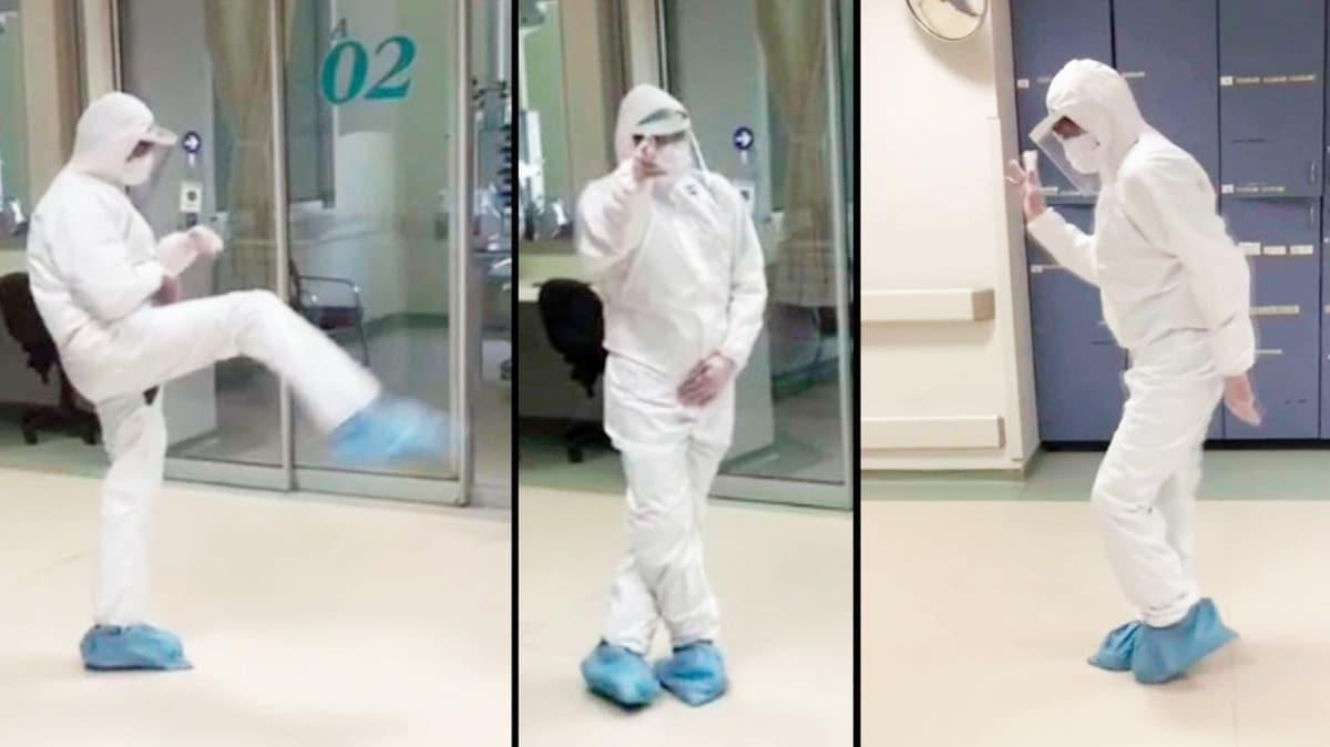 Koronavirs hastas iyileen doktor dans ederek sevindi