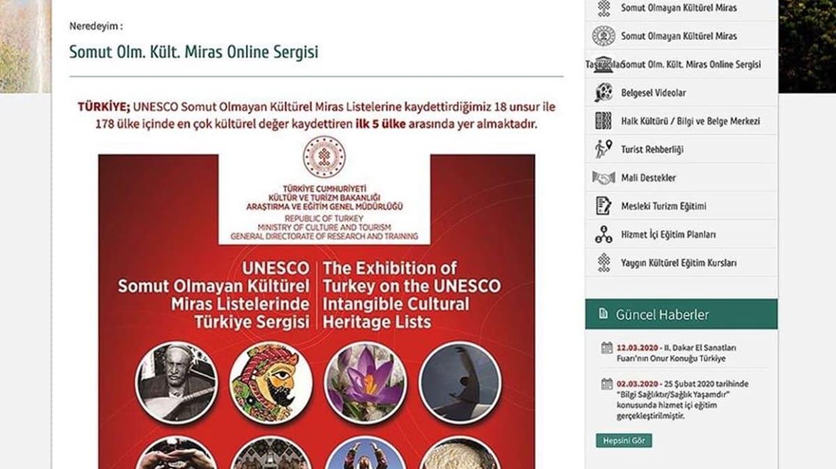 Trkiye'nin UNESCO'ya kaytl 18 somut olmayan kltrel miras online sergide!