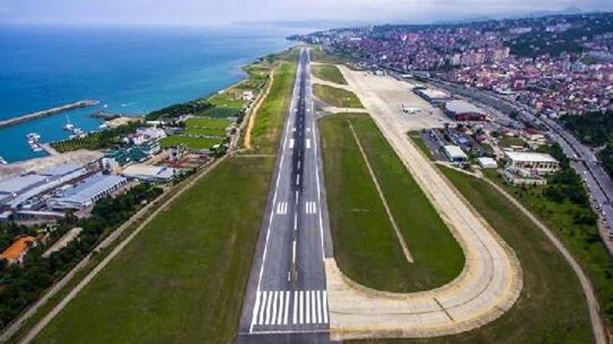 Trabzon Havaliman pisti uulara kapatlarak onarma alnd