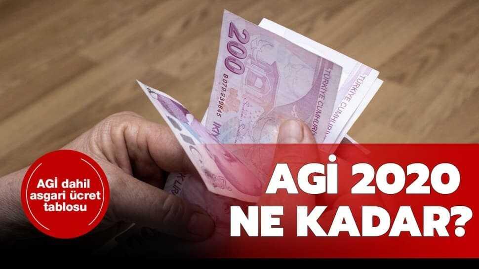AGİ dahil asgari ücret tablosu