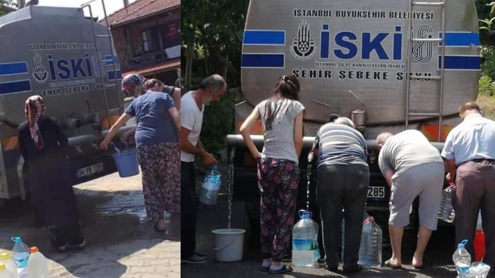 İstanbul'da yıllar sonra taşıma su dönemi: Vatandaşlar İSKİ tankeri önünde sıraya dizildi