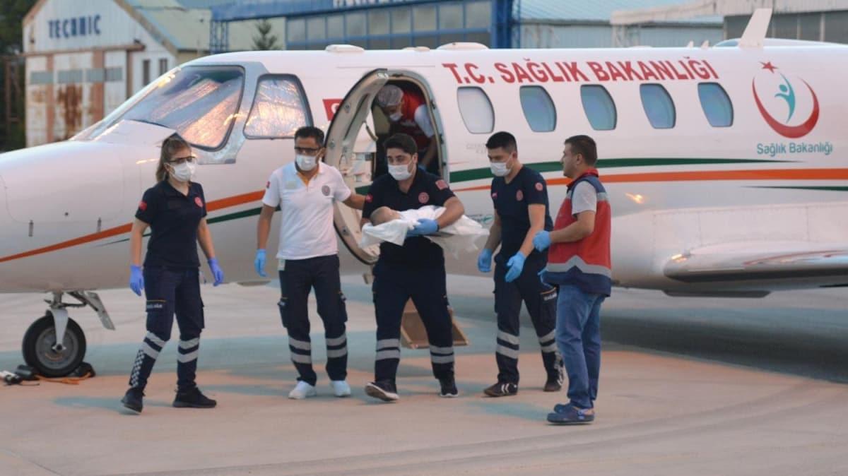 Kalp damarlar doutan ters bebek ambulans uakla Ankara'ya getirildi