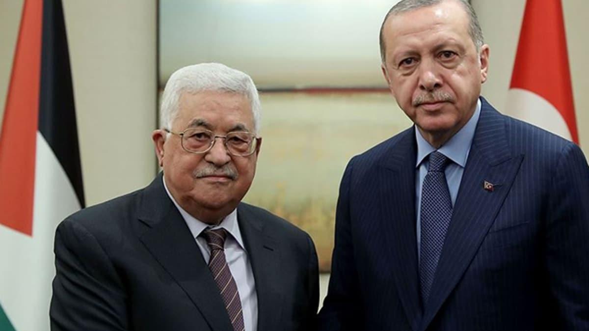 Bakan Erdoan ile Filistin Devlet Bakan Mahmud Abbas grt