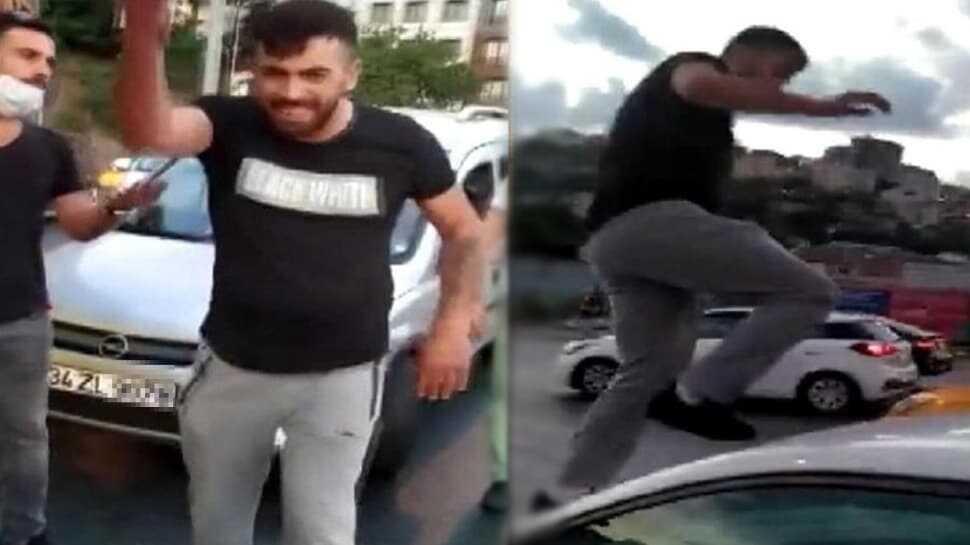 Alibeyköy'de trafik magandası saldırısı! Kadının arabasının ön camını kırdı