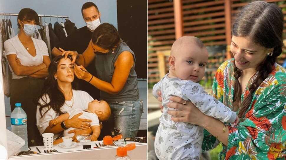 Hazal Kaya setlere oğlu Fikret Ali'yle döndü: Çalışan anne 4. sezon!