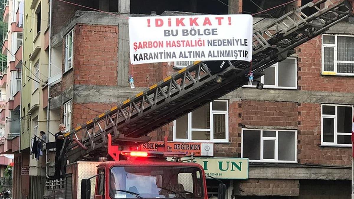 Trabzon'da bir mahalle arbon phesi nedeniyle karantinaya alnd