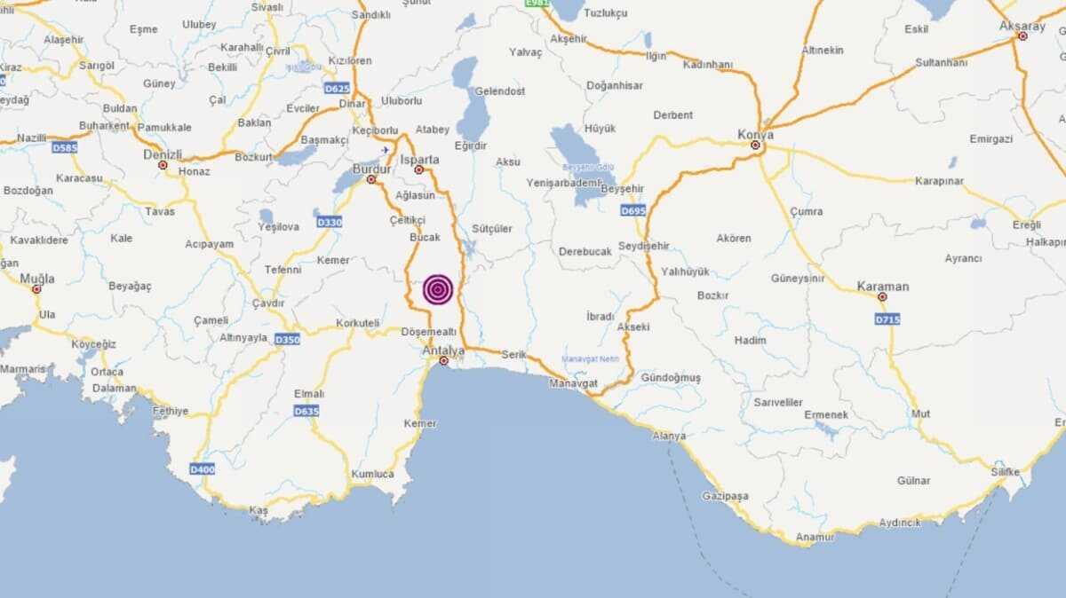 Antalya'da 3.7 byklnde deprem