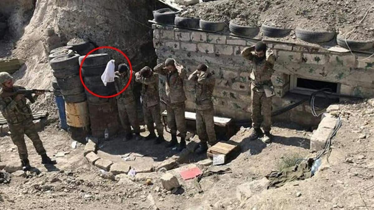 Azerbaycan ordusuna direnemediler: galci Ermenistan askerleri beyaz bayrakla teslim oldu