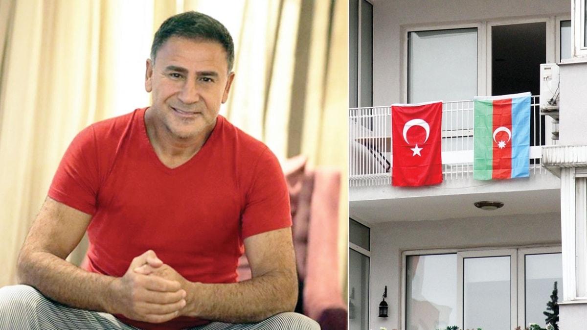 zzet Yldzhan'dan Azerbaycan'a destek! Bayrak ast