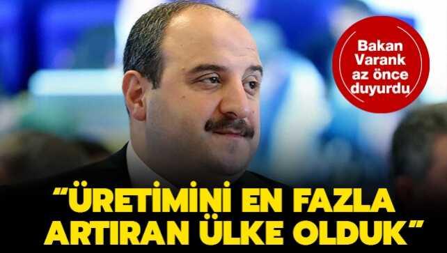 Bakan Varank duyurdu: Avrupa'da üretimini en fazla artıran ülke olduk
