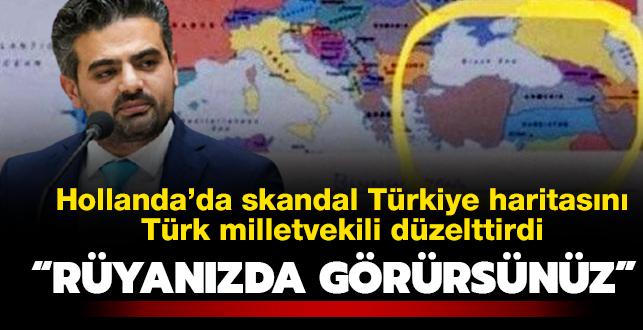 Hollanda'da skandal Trkiye haritas! Trk milletvekili 'Ryanzda grrsnz' diyerek dzelttirdi