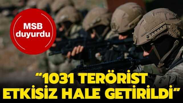 MSB: 2020 yılında 1031 terörist etkisiz hale getirildi