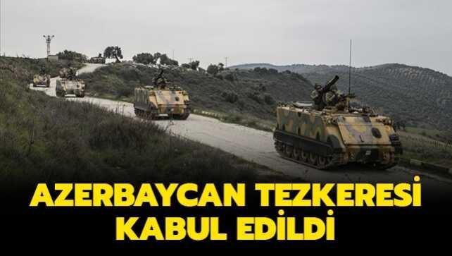 Azerbaycan tezkeresi TBMM Genel Kurulunda kabul edildi