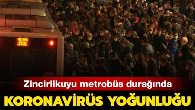 Zincirlikuyu metrobüs durağında koronavirüs yoğunluğu