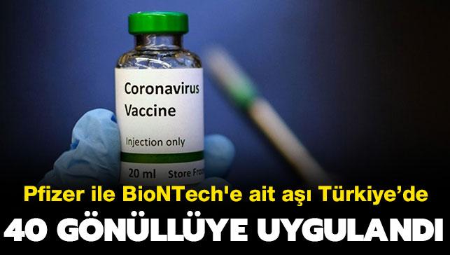 Pfizer ile BioNTech'e ait koronavirs as 40 gnllye uyguland