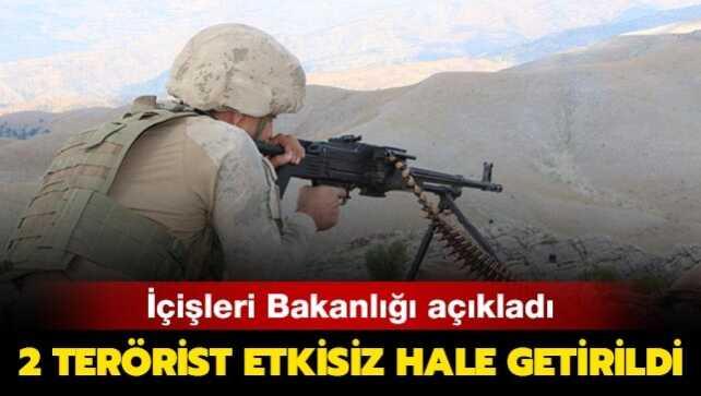 Şırnak'ta 2 terörist etkisiz hale getirildi