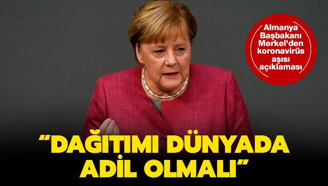 Almanya Babakan Merkel'den koronavirs as aklamas: Datm dnyada adil olmal