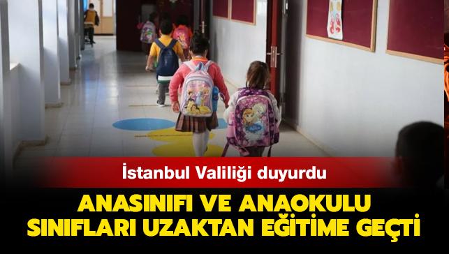 İstanbul Valiliği duyurdu: Anasınıfı ve anaokulu sınıfları uzaktan eğitime geçti