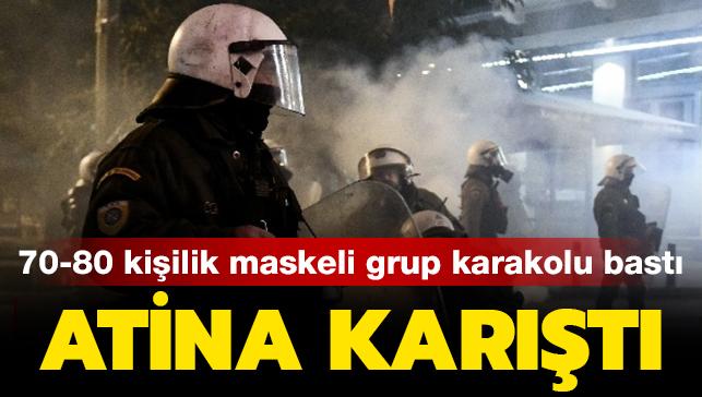 Son dakika haberleri... Atina kart: 70-80 kiilik maskeli grup polis karakolunu bast