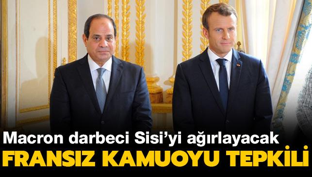 Macron'un darbeci Sisi'yi arlamasna Fransz kamuoyundan tepki