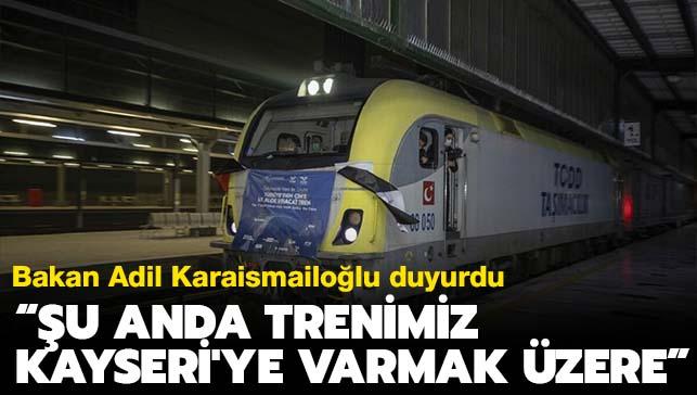 Ulatrma ve Altyap Bakan Karaismailolu: "u anda trenimiz Kayseri'ye varmak zere"