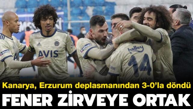 Fenerbahe deplasmanda BB. Erzurumspor'u 3-0'la geti ve zirveyle puanlar eitledi